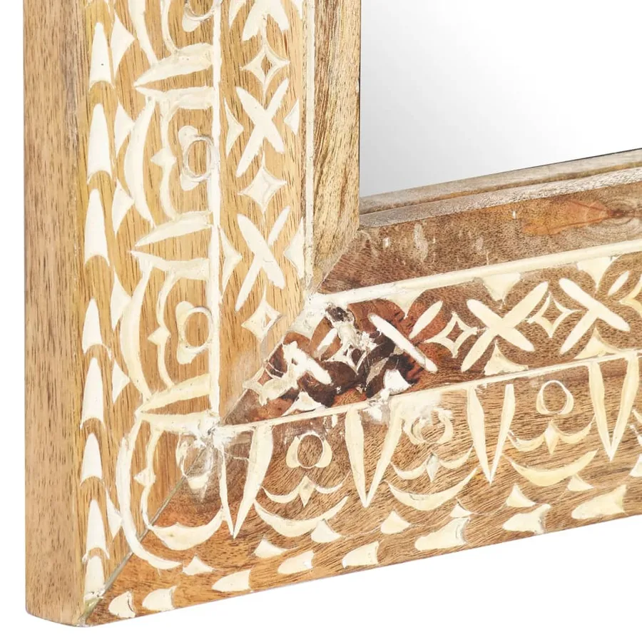 Miroir sculpté à la main 110x50x2,6 cm Bois de manguier solide - 4