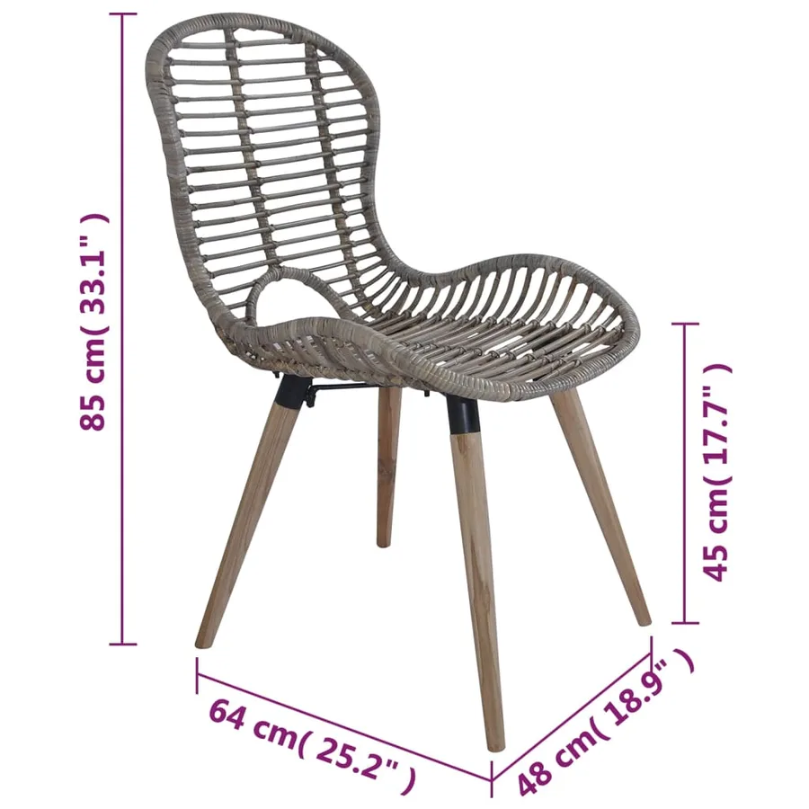 Chaises à manger lot de 2 marron rotin naturel - 7