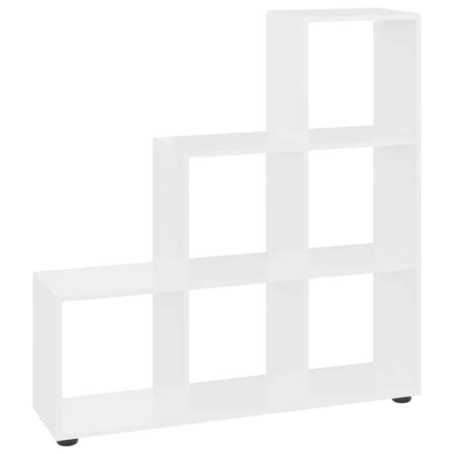 Bibliothèque escalier Blanc brillant 107 cm Bois d'ingénierie - 2
