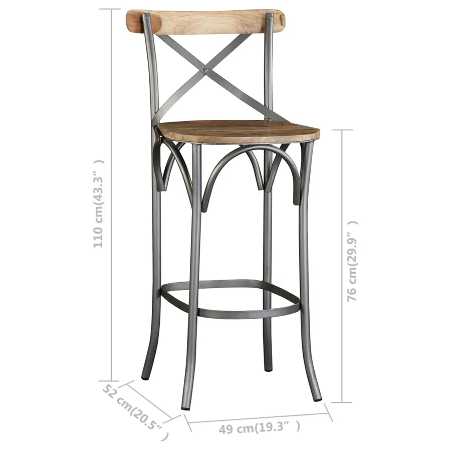 Tabouret de bar Bois de manguier massif - 10