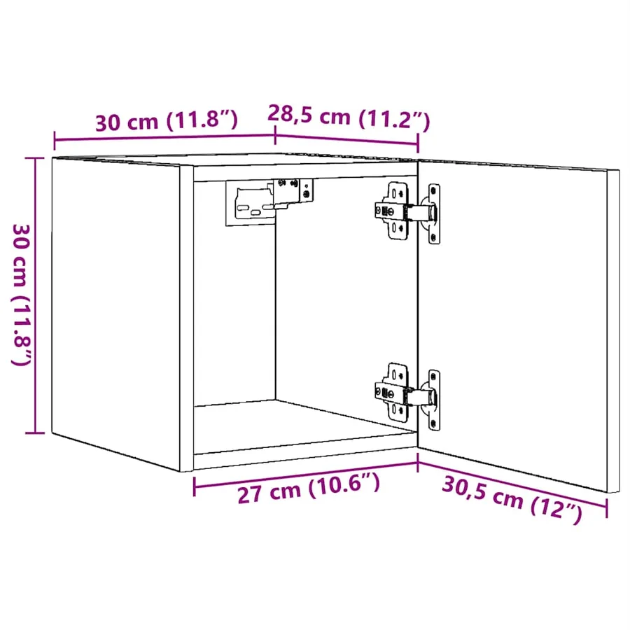 Meubles TV muraux 4 pcs Sonoma gris 30,5x30x30 cm - 11