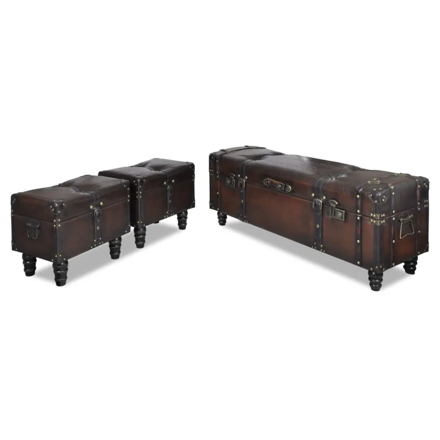 Ensemble de bancs de rangement 3 pcs Marron - 10
