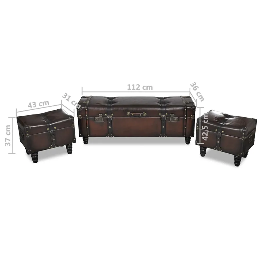 Ensemble de bancs de rangement 3 pcs Marron - 11