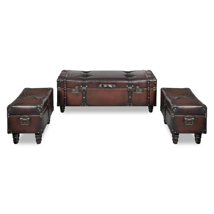 Ensemble de bancs de rangement 3 pcs Marron - 9