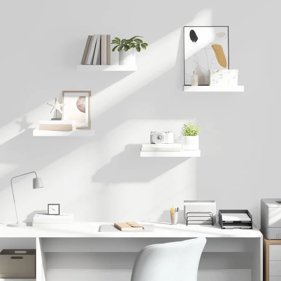 Étagère murale flottante 4 pcs Blanc brillant 40x23,5x3,8 cm MDF - 3