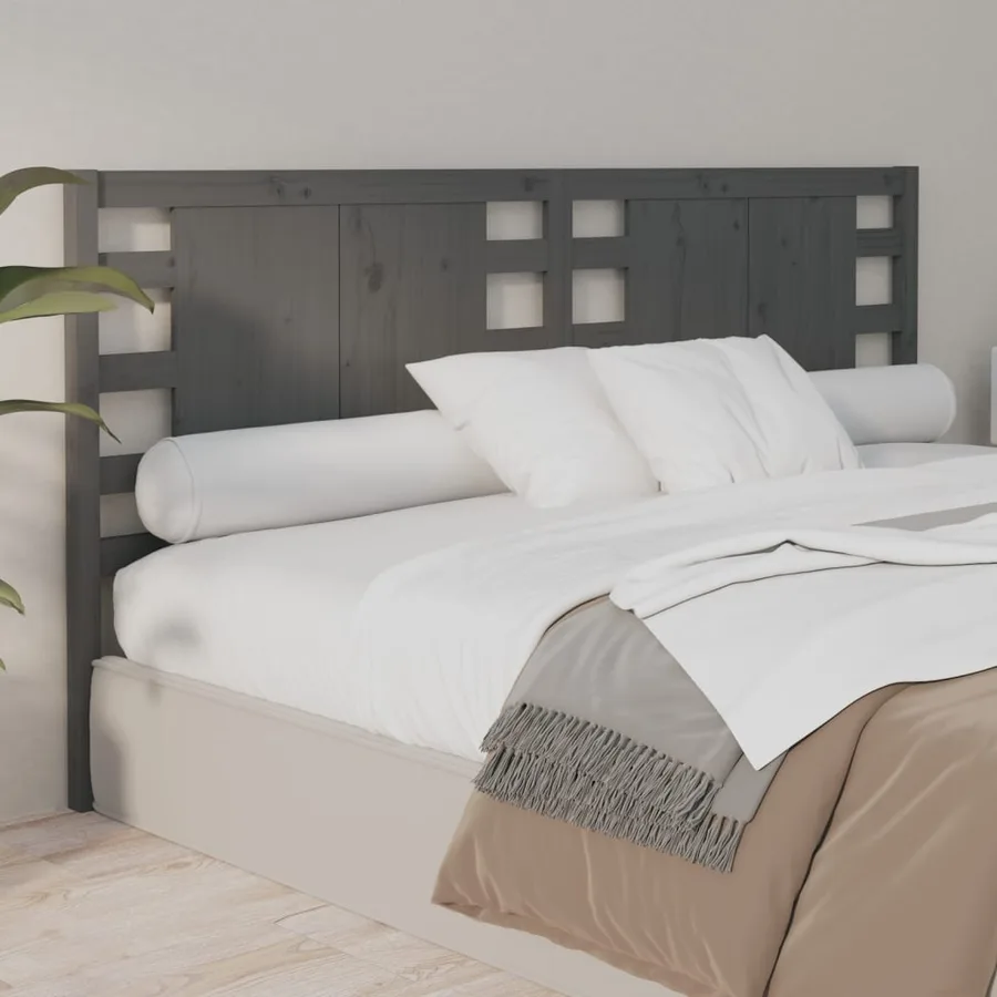 Tête de lit Gris 146x4x100 cm Bois massif de pin - 5