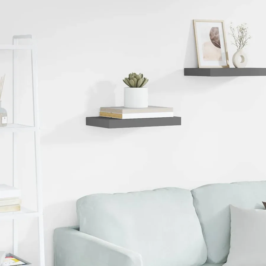 Étagère murale flottante Gris brillant 40x23,5x3,8 cm MDF