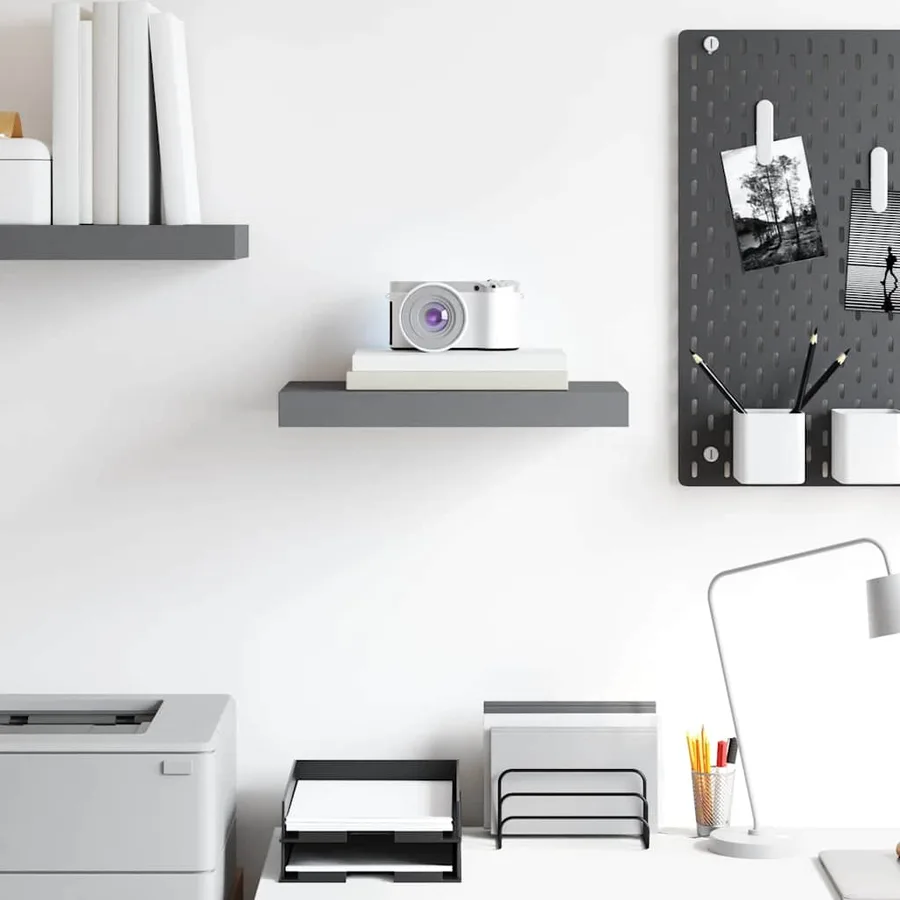 Étagère murale flottante Gris brillant 40x23,5x3,8 cm MDF - 3