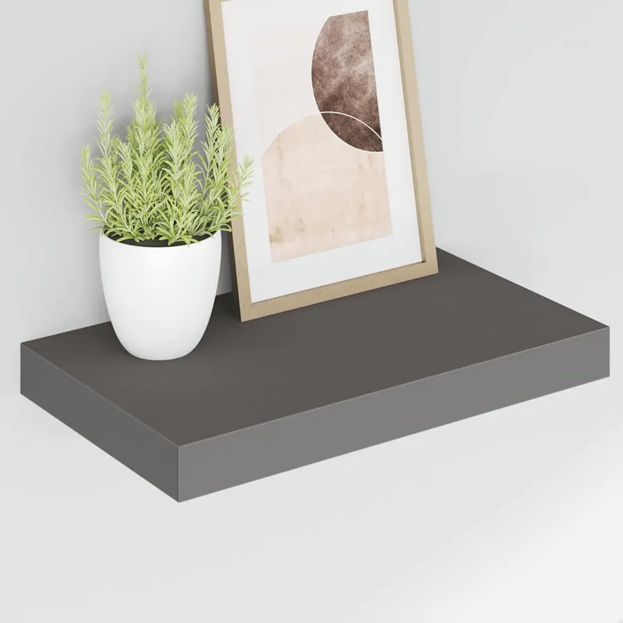 Étagère murale flottante Gris brillant 40x23,5x3,8 cm MDF - 4