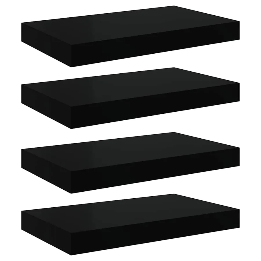 Étagère murale flottante 4 pcs Noir brillant 40x23,5x3,8 cm MDF - 2