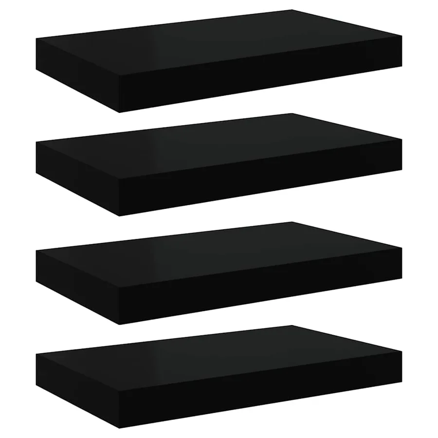 Étagères murales flottantes 4 pcs noir 40x23,5x3,8 cm MDF - 2