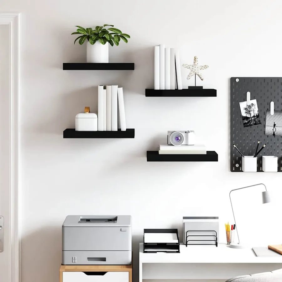 Étagères murales flottantes 4 pcs noir 40x23,5x3,8 cm MDF - 3