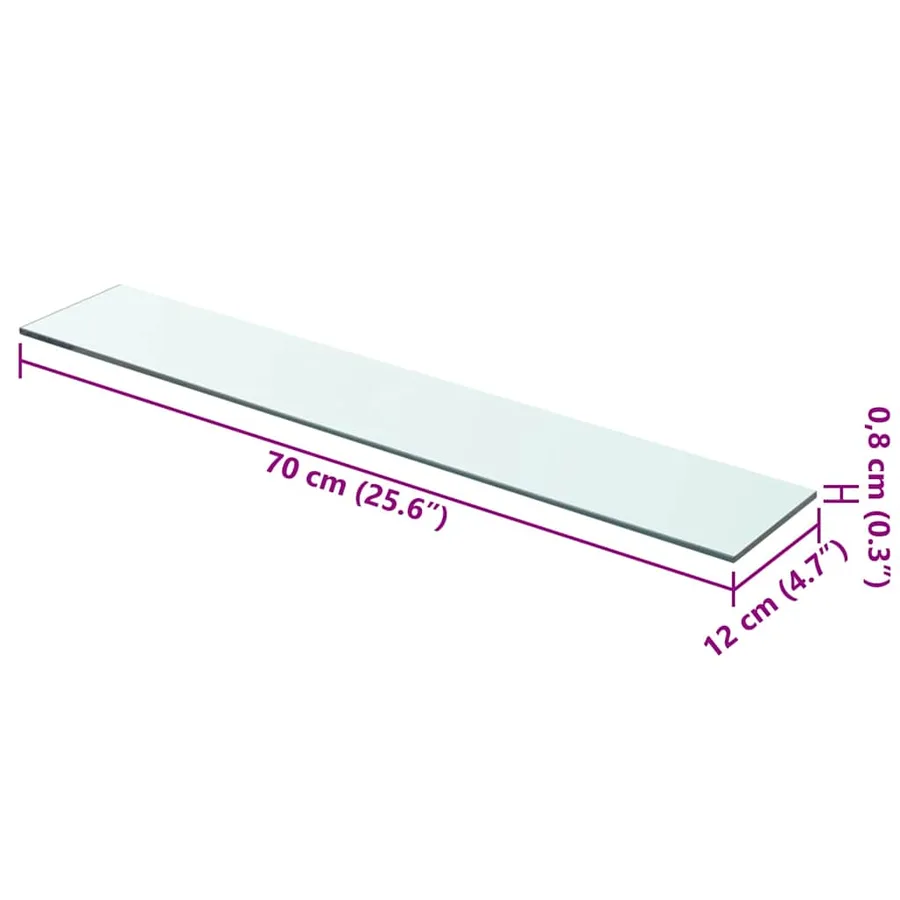 Panneau pour étagère Verre transparent 70 x 12 cm - 3