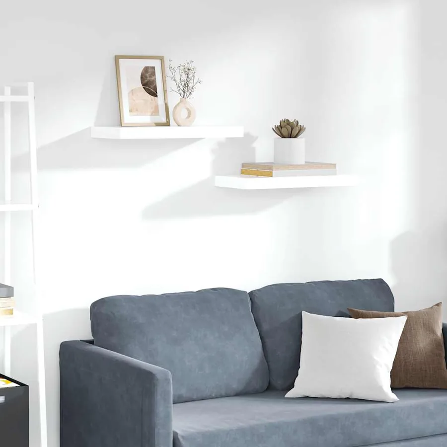 Étagère murale flottante 2 pcs Blanc brillant 50x23,5x3,8 cm MDF