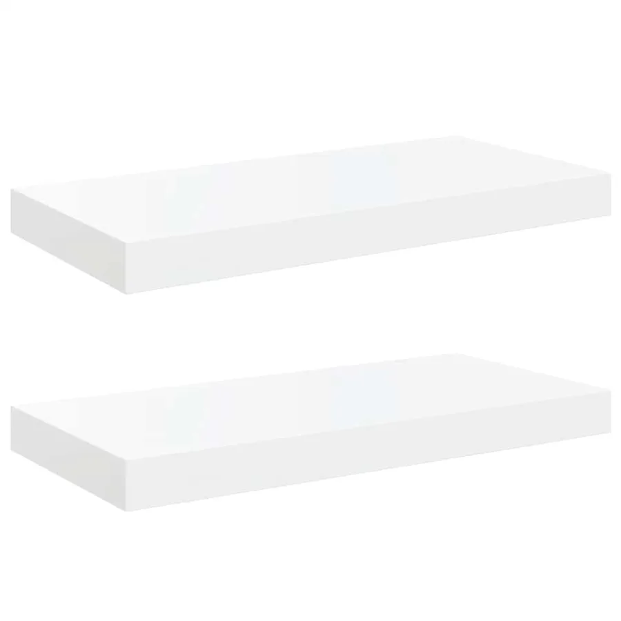 Étagère murale flottante 2 pcs Blanc brillant 50x23,5x3,8 cm MDF - 2
