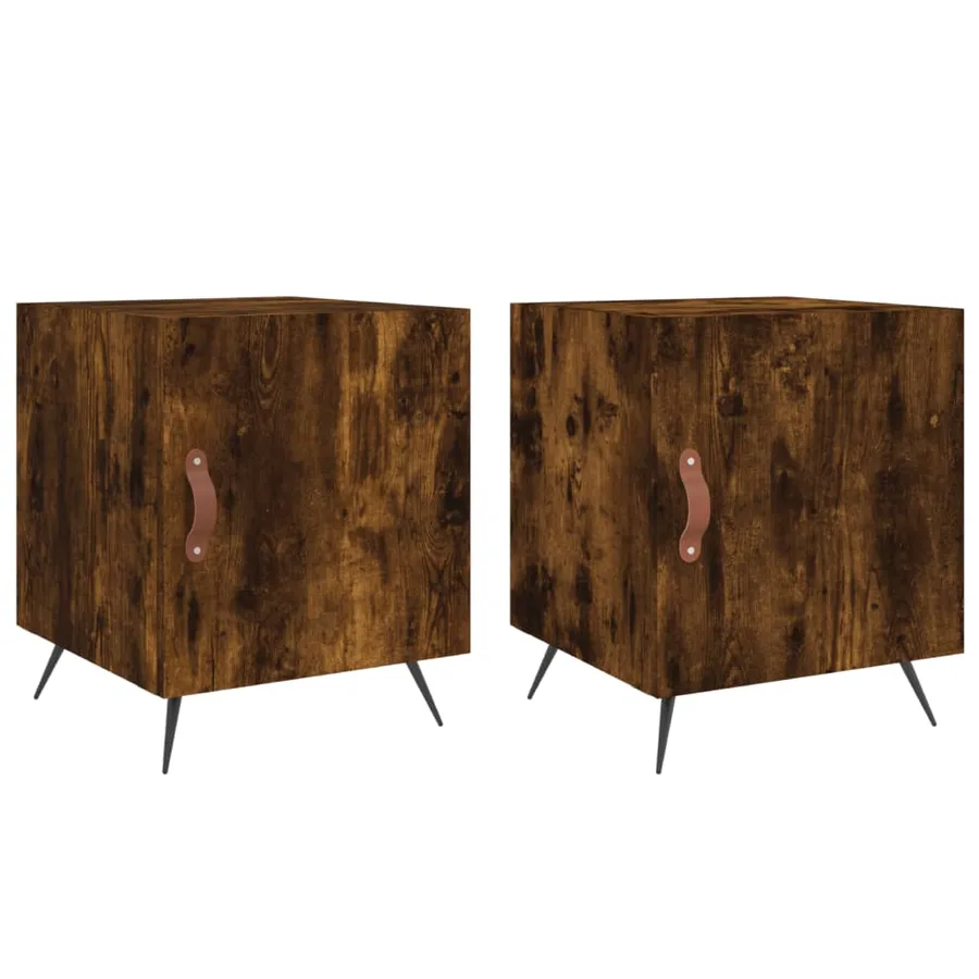 Tables de chevet 2 pcs chêne fumé 40x40x50 cm bois d'ingénierie - 2
