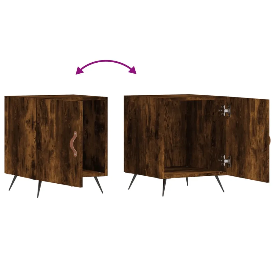Tables de chevet 2 pcs chêne fumé 40x40x50 cm bois d'ingénierie - 9