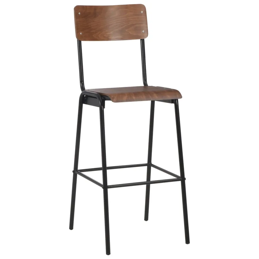 Chaises de bar lot de 4 contreplaqué solide et acier - 2
