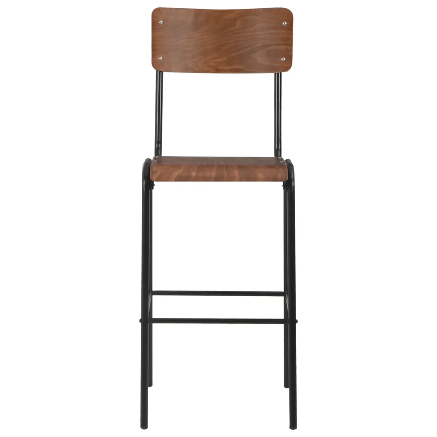 Chaises de bar lot de 4 contreplaqué solide et acier - 3