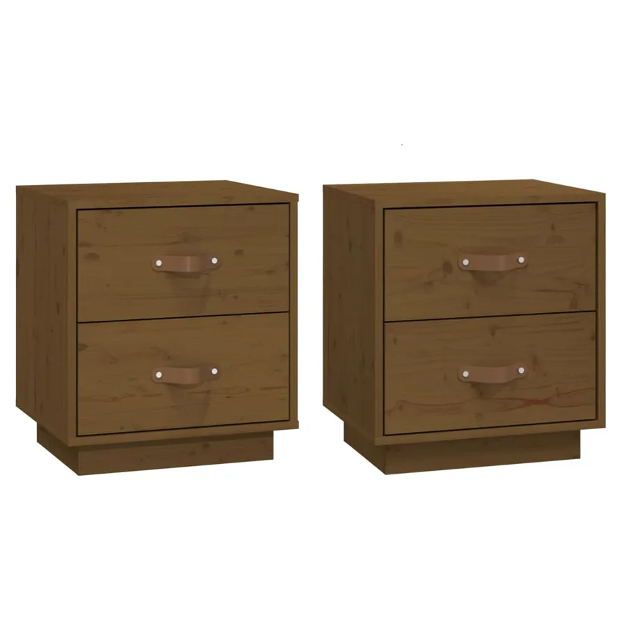 Tables de chevet 2 pcs Marron miel 40x34x45 cm Bois pin massif - 2