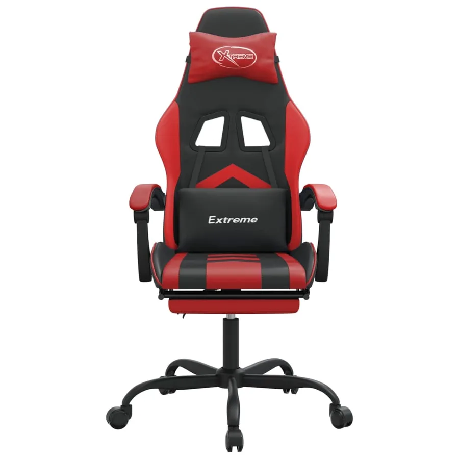 Chaise de jeu avec repose-pied Noir et rouge Similicuir - 3