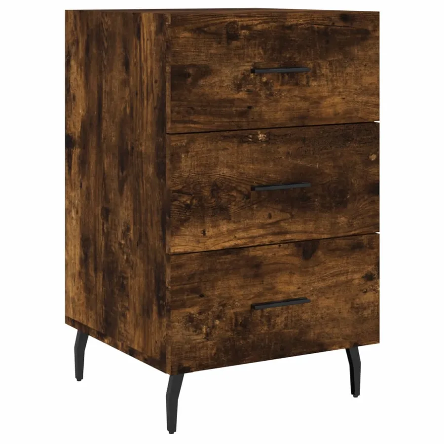 Table de chevet chêne fumé 40x40x66 cm bois d'ingénierie - 2