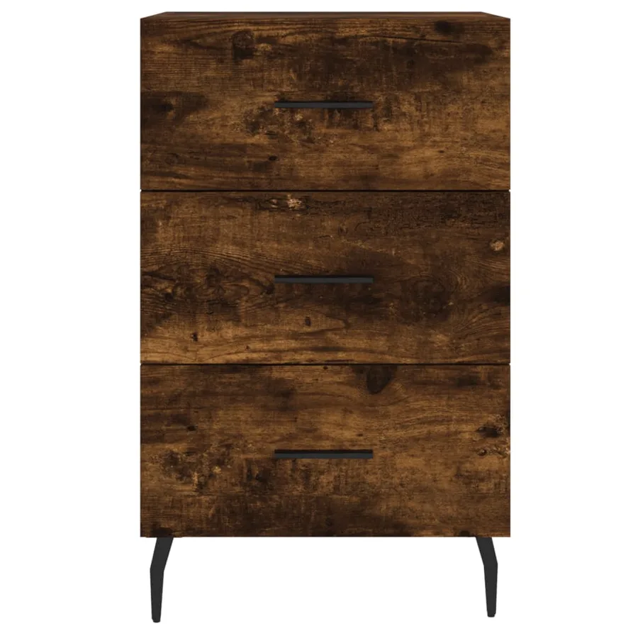 Table de chevet chêne fumé 40x40x66 cm bois d'ingénierie - 5