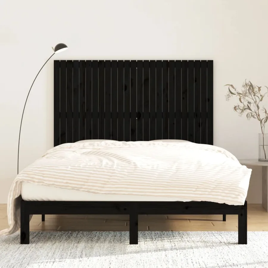 Tête de lit murale Noir 159,5x3x110 cm Bois massif de pin - 3
