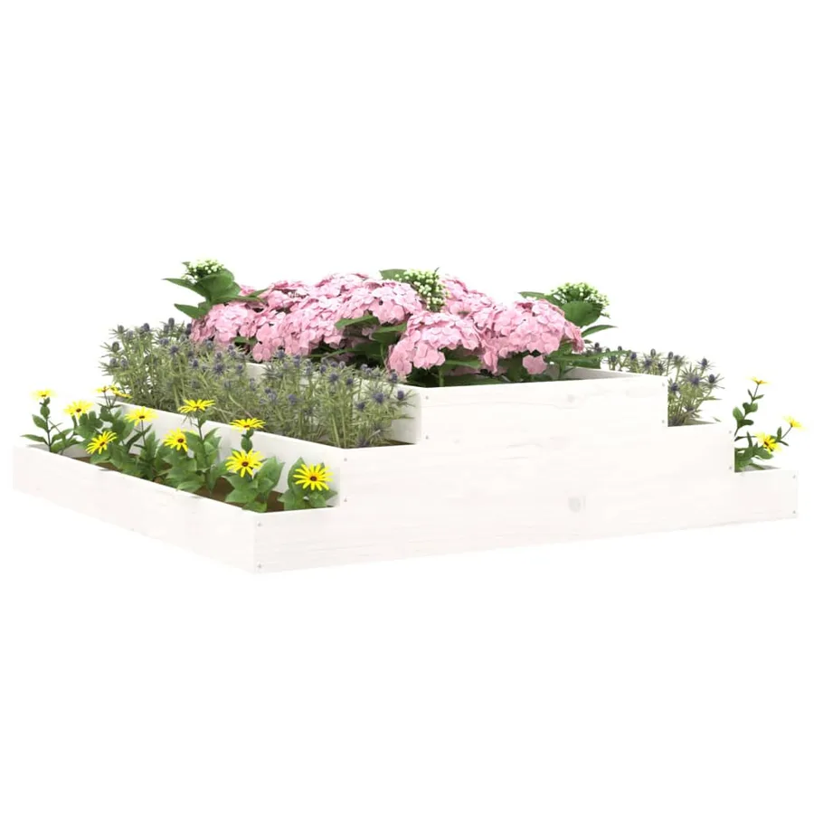 Jardinière Blanc 110x110x27 cm Bois massif de pin - 3