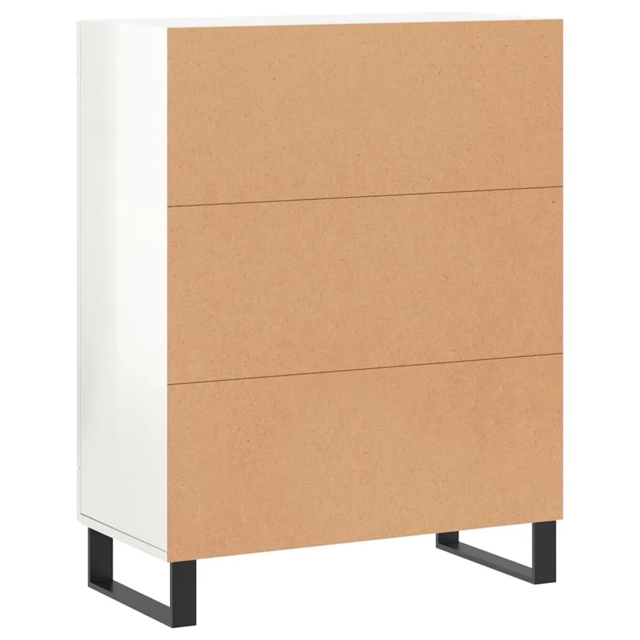 Buffet Blanc brillant 69,5x34x90 cm Bois d'ingénierie - 8