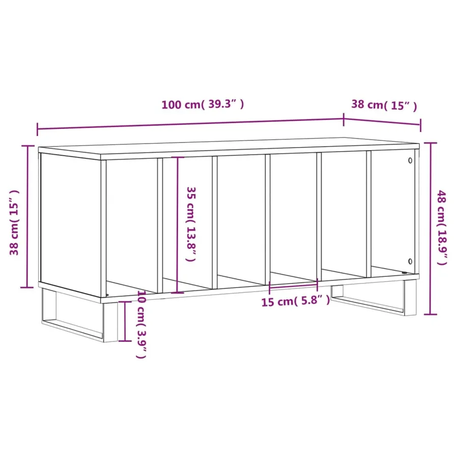 Armoire à disques chêne sonoma 100x38x48 cm bois d'ingénierie - 9