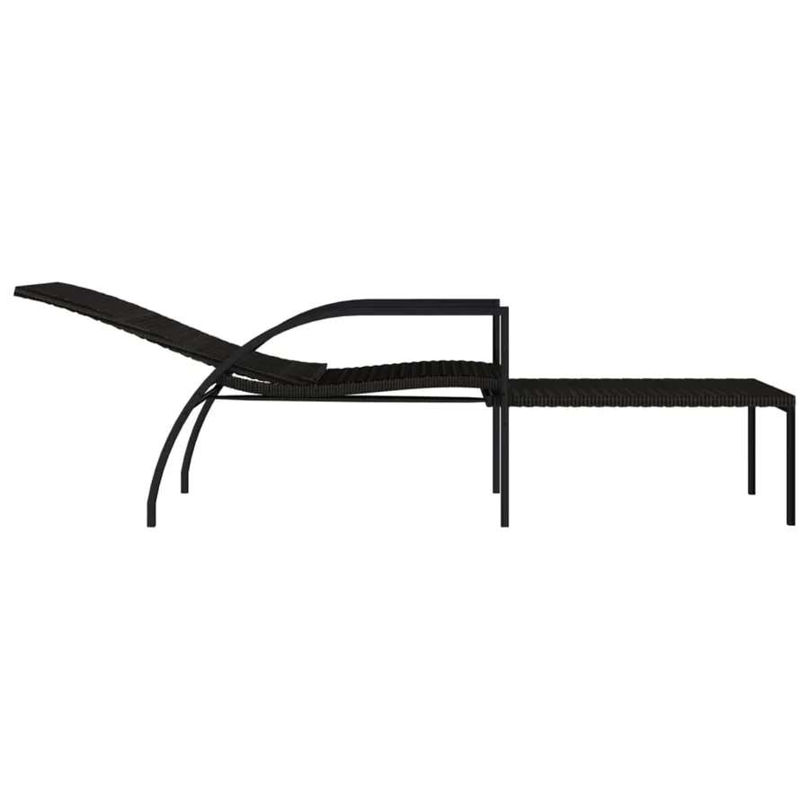 Chaises longues avec repose-pied 2 pcs Résine tressée Gris - 15