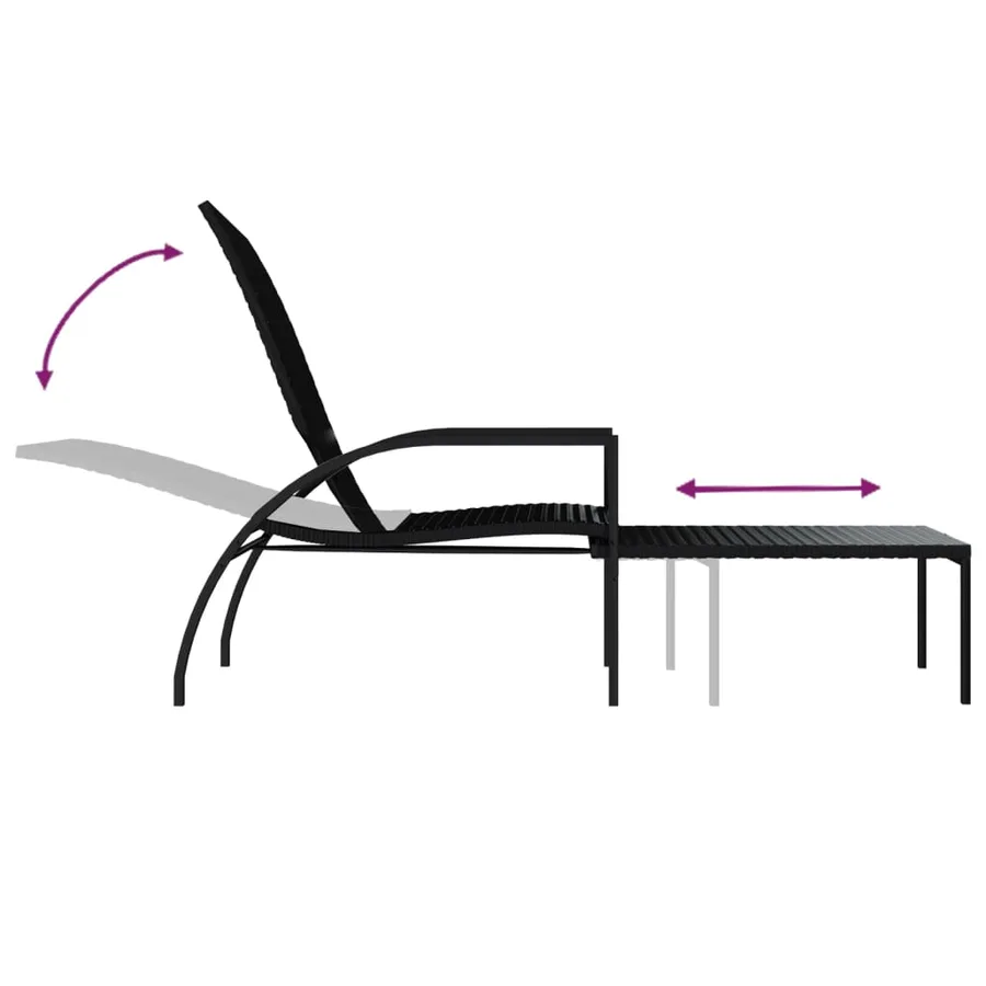 Chaises longues avec repose-pied 2 pcs Résine tressée Gris - 26