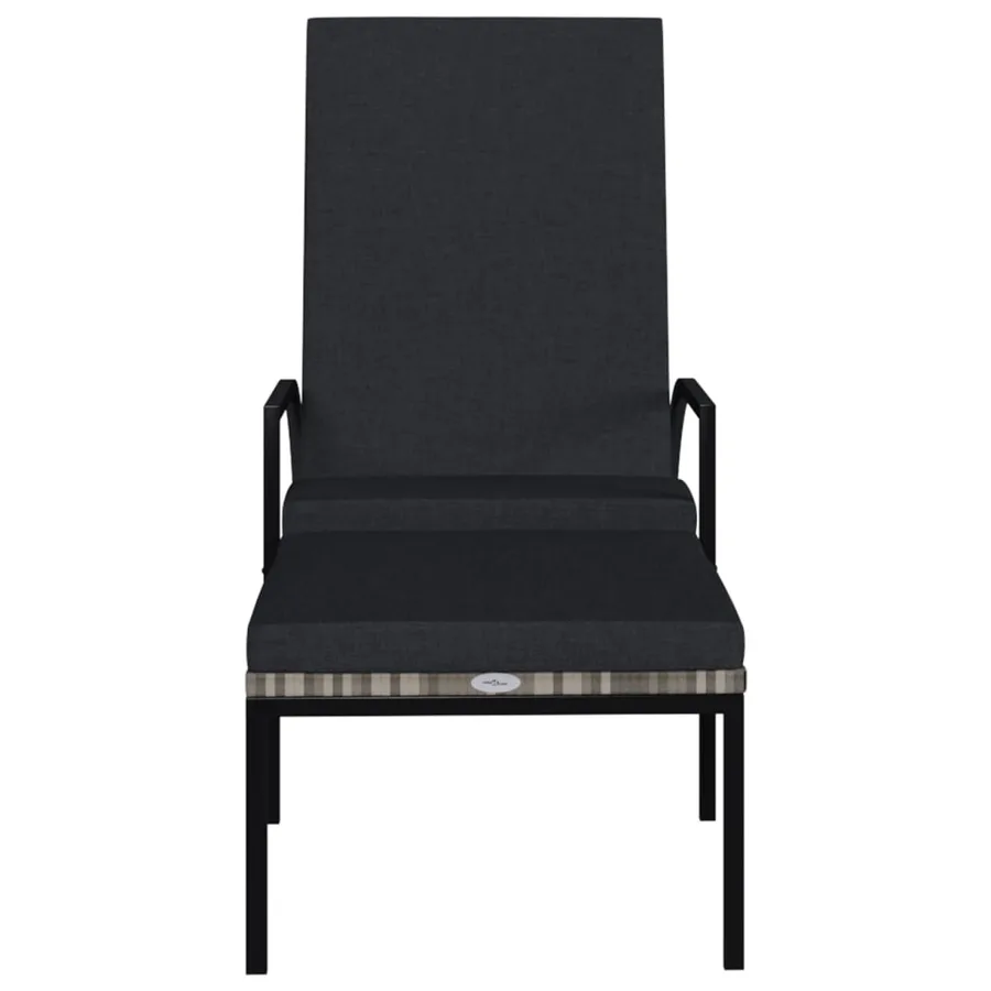 Chaises longues avec repose-pied 2 pcs Résine tressée Gris - 3