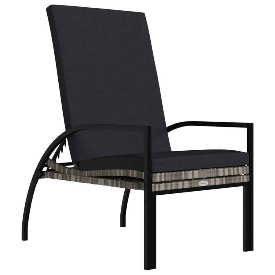 Chaises longues avec repose-pied 2 pcs Résine tressée Gris - 7