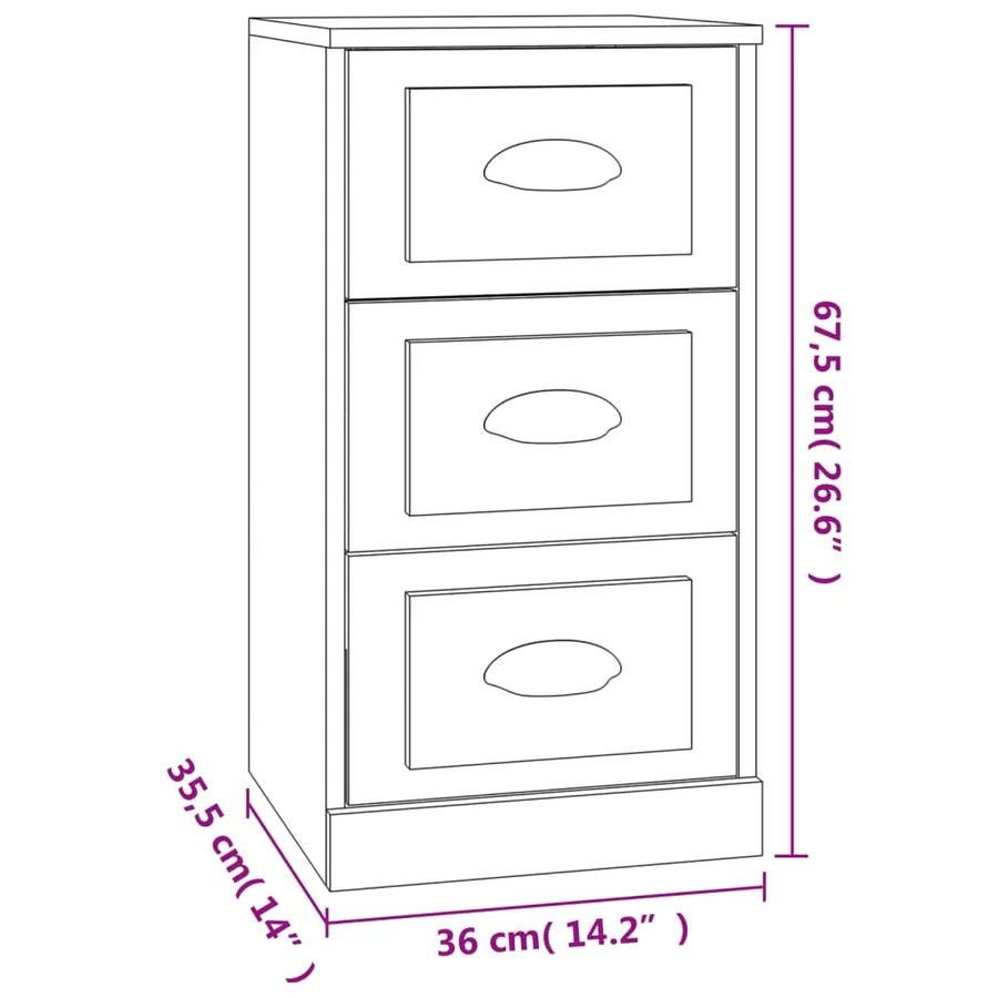 Buffet blanc brillant 36x35,5x67,5 cm bois d'ingénierie - 9