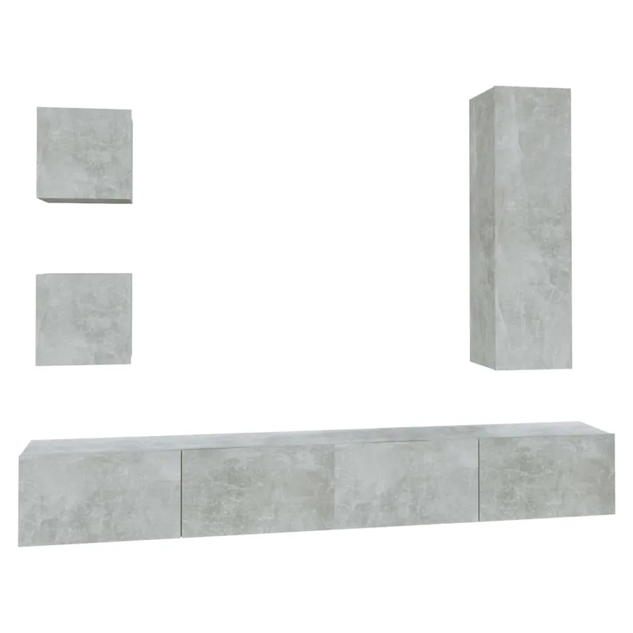 Ensemble de meubles TV 5 pcs Gris béton Bois d'ingénierie - 2