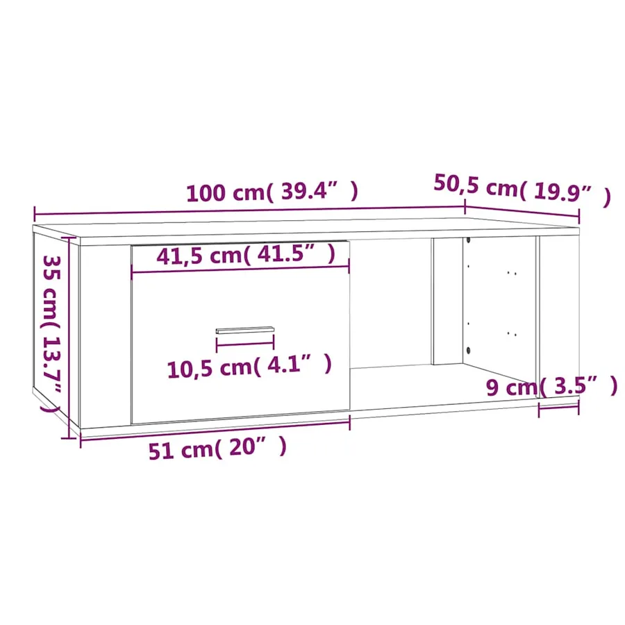 Table basse Chêne fumé 100x50,5x35 cm Bois d'ingénierie - 11