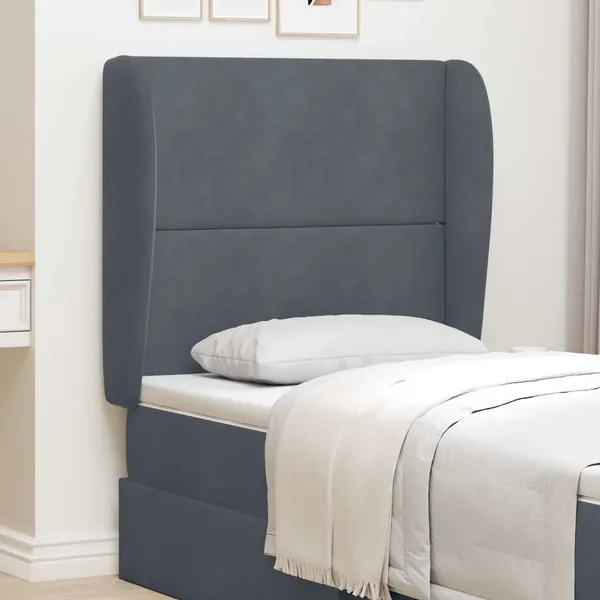 Oreille de tête de lit Gris Foncé 80 x 23 x 6 cm Velours