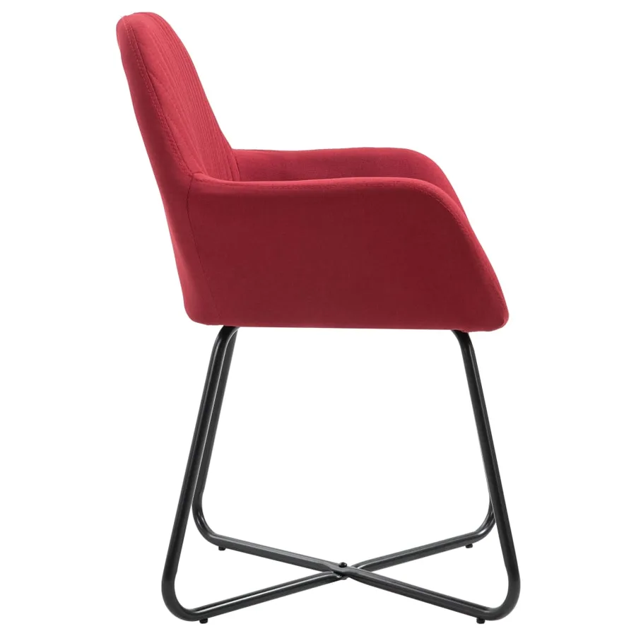 Chaises à manger lot de 4 rouge bordeaux tissu - 4