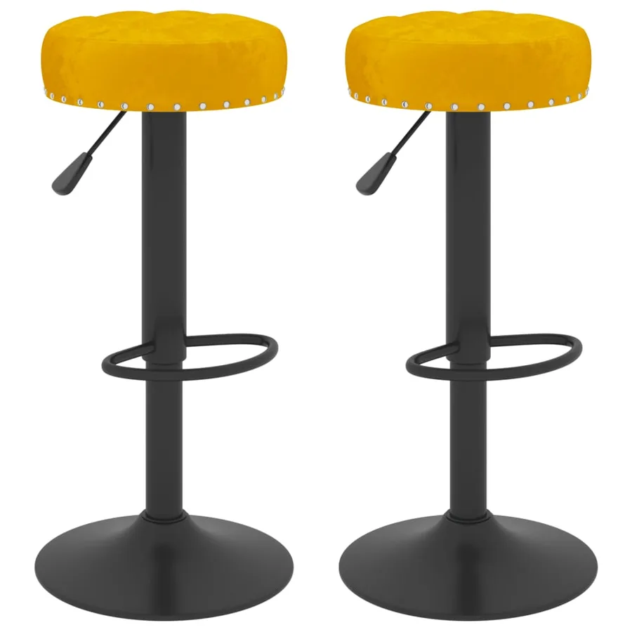 Tabourets de bar lot de 2 jaune moutarde velours - 2