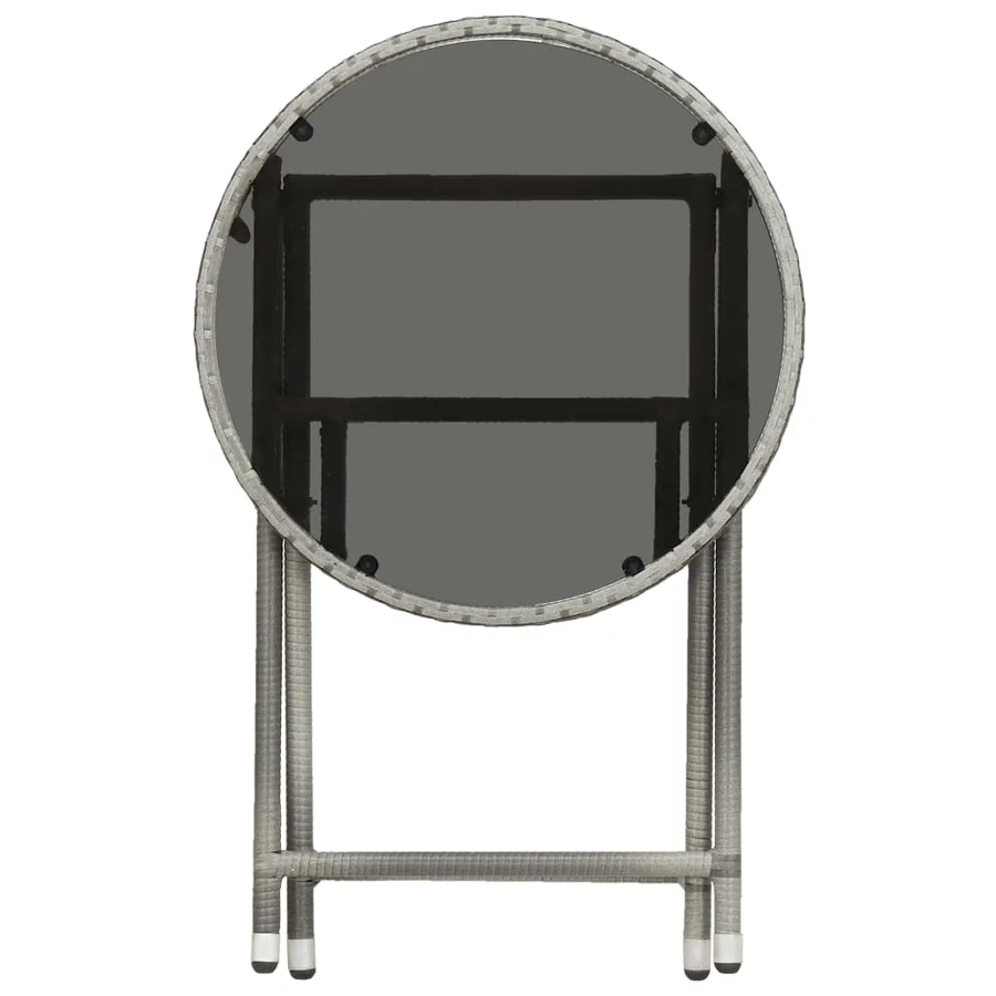 Ensemble de bistro 3 pcs Résine tressée et verre trempé Gris - 12
