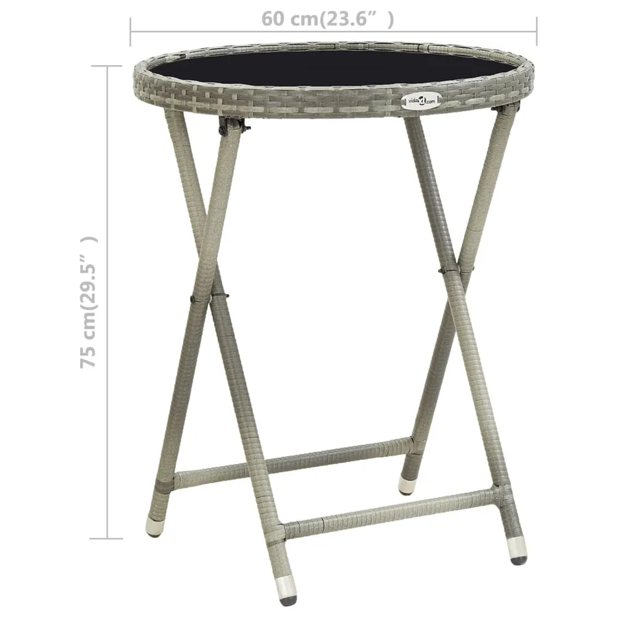 Ensemble de bistro 3 pcs Résine tressée et verre trempé Gris - 16