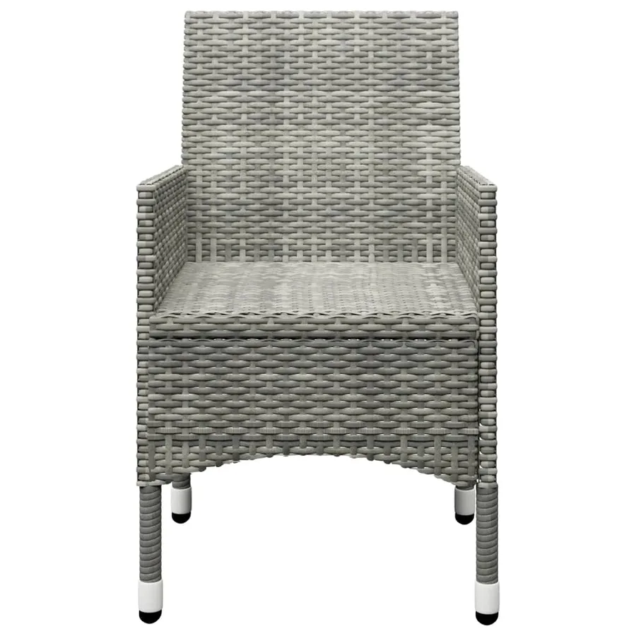 Ensemble de bistro 3 pcs Résine tressée et verre trempé Gris - 7
