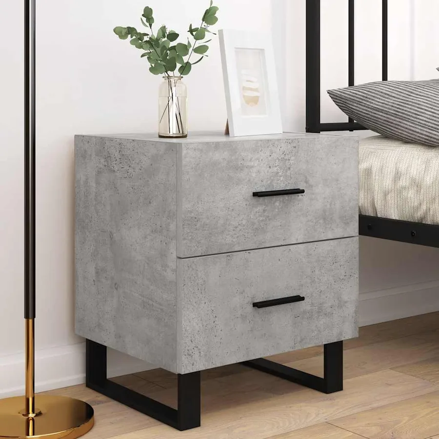 Tables de chevet 2pcs gris béton 40x35x47,5cm bois d’ingénierie - 3