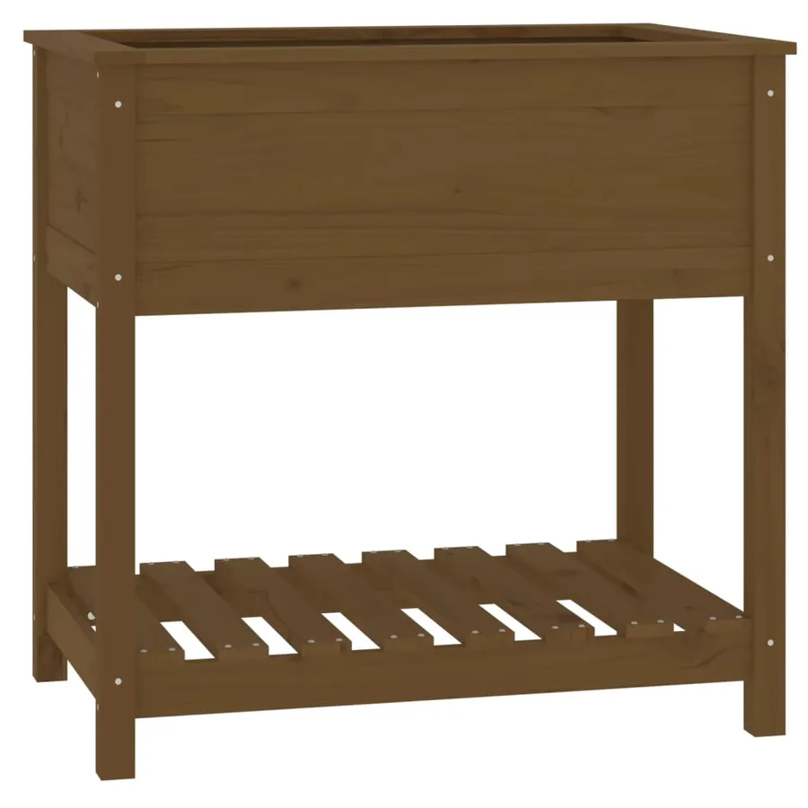 Jardinière avec étagère Marron miel 82,5x54x81 cm Bois de pin - 2