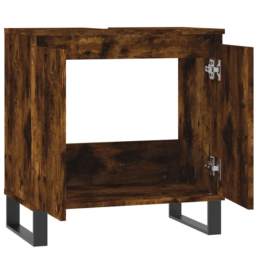 Armoire de bain chêne fumé 58x33x60 cm bois d'ingénierie - 5