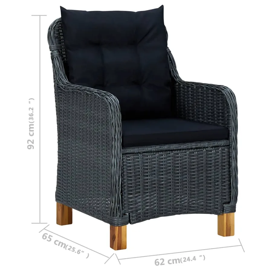 Ensemble à manger de jardin 3 pcs Gris foncé - 10