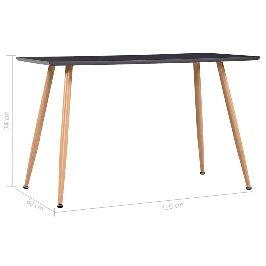 Table de salle à manger Gris et chêne 120x60x74 cm MDF - 6