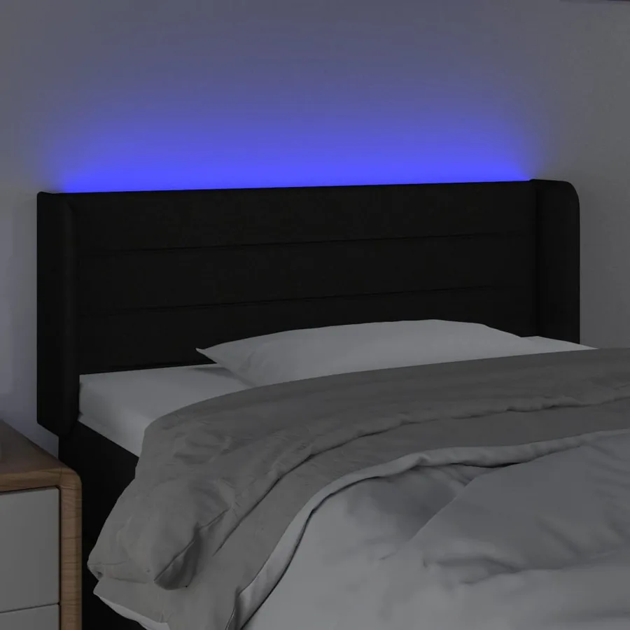 Tête de lit à LED Noir 103x16x78/88 cm Tissu - 4